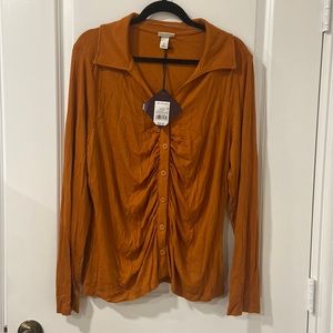 Ava & Viv Plus Size Copper Women’s Button Front Top 1X 16W/18W NWT